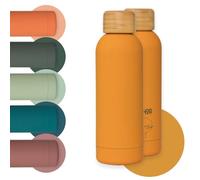 Insulated Water Bottles 500ml - Soft Feel Matte Finish, No straw Insulated Flask is BPA-Free, Leakproof & lightweight - Hot 12H & Cold 24H - Ideal for Travel, Gym & Hiking. Sunset Gold By Perevor