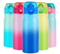 Insulated Water Bottles, 550ml Stainless Steel Water Bottle with Straws, Double Walled Drink Bottles Leak Proof Keeps Drinks Hot and Cold (Blue)