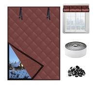 Insulated Window Cover Thicken Cotton Layer Thermal Window Cover Curtain Size 20" 28" 32" 48" 78" Winter Window Insulation Kit for Cold Weather to Keep Warm(Brown,W191x201cm)