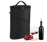 Insulated Wine Bag - 2 Bottle Wine Cooler Carrying Case | Insulated Leakproof Pouch Carrier Chiller Bag with Adjustable Shoulder Strap for Travel Picnic Women Men Adults Golf Beer Champagne Whiskey