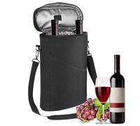 Insulated Wine Bag | Thermal Bag Transport 2 Bottles | Leak-proof with Adjustable Shoulder and Handle | For Traveling Picnic Golf Men Beer Whiskey Champagne