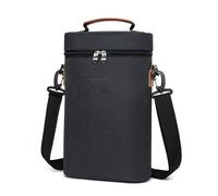 Insulated Wine Carrier - 21 x 10 x 34 cm Bottle Shopping Bag, 600D Oxford Fabric Case, Delicious Portable Cooler for Travel Picnic Camping Outdoor Party Adjustable Shoulder Strap for and Family, black
