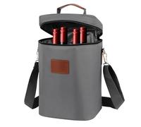 Insulated Wine Cooler Bag,4 Bottle Wine Tote Carrier,Portable Wine Carrier Gift bag with Shoulder Strap ,Champagne Cooler bag for Travel, Party, Christmas,Beach Travel Picnic (4 bottle grey)