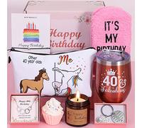 Insulated Wine Tumbler Sets 40th Birthday Gifts for Women, Funny 40th Birthday Hampers Happy 40th Birthday Basket for 40 Year Old Women, Female 40th Birthday Gifts Ideas for Best Friend, Auntie, Wife
