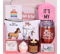 Insulated Wine Tumbler Sets 50th Birthday Gifts for Women, Funny 50th Birthday Hampers Happy 50th Birthday Basket for 50 Year Old Women, Female 50th Birthday Gifts Ideas for Best Friend, Auntie, Mum