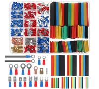 Insulated Wire Connectors Heat Shrink Terminals | PVC and Copper Construction, Organised Storage Case, Rings, Forks and Tubes, Suitable for DIY Electricians and Home