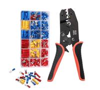 Insulated Wire Terminal Crimping Tool Kit, Ratchet Crimper Plier, Cable Lug Pliers Electrician Crimp Toolkit with 370 Insulated Butt Bullet Spade Ring Connectors