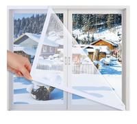 Insulating Film Window Kit to Keep Cold Out 110x170cm Clear Thermal Window Coverings Adhesive Plastic Window Cover with Hook and Loop-White