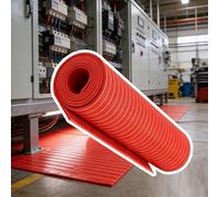 Insulating Mat,Red High Voltage Insulating Rubber Mat, 1m Wide Shock Absorption Electrical Safety Matting, 8mm Thick Anti-Electrocution Flooring for Distribution Rooms (13x3.3ft/4x1m)