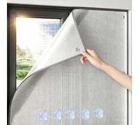 Insulation Aluminum Foil Film for Indoor Window, 8mm Privacy Reflective Window Film with Suction Cup, Heat Blocking Sunshade Tint Cover for Garage Door, Sheet Attic, Rv, Sunroom(Grey Edge,65x140cm)