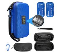 Insulin Cooler Travel Case, Cooled Medication Cooler with 2 Reusable Ice Packes 1Carabiner, Refrigerated Medicine Organizer with Temperature Display, Diabetic Bag for Travel, Storing, Carrying(Blue)