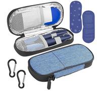Insulin Cooler Travel Case, Diabetic Travel Case with 2 Nylon Ice Packs, Insulin Pen Case, Small Medicine Insulated Cooling Bag for Travel, Portable Insulin Pen Organizer for Diabetic Supplies (Blue)