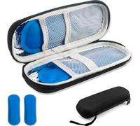 Insulin Cooler Travel Case Insulin Pen Case Portable with 2 Ice Packs Portable Medicine Cool Bag for Diabetic Supplies Small Storage Journey Pack Cooler Cooling Pouch Black Lightweight Durable Travail