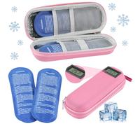 Insulin Cooler Travel Case with Temperature Display, Insulin Pen Case with 2 Ice Pack, Reusable Ice Packs for Insulin Case & Injection Cooler Travel Case (Rose red)