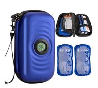 Insulin Cooler Travel Case with Temperature Display Medication Diabetic Cooler for Daily Life Trip outdoors Refrigerated Medicine Organizer Bag with 2 Reusable TSA Approved Ice Packs (Blue)