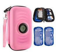 Insulin Cooler Travel Case with Temperature Display Medication Diabetic Cooler for Daily Life Trip outdoors Refrigerated Medicine Organizer Bag with 2 Reusable TSA Approved Ice Packs (Pink)