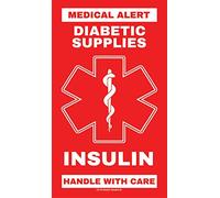 Insulin - Diabetic Supplies Medical Alert Equipment Luggage Tag - Handle with Care, DOT and ACAA regulations (MELT-119) Quantity (2), Red, One Size