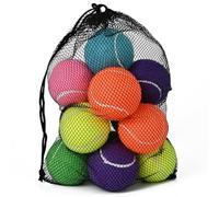 INSUM Bulk Tennis Balls for Beginner - 12 Pack High Elasticity Practice Tennis Balls with Mesh Bag, Suit for Pet Dog Training, Fetching (Mixed)