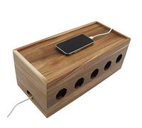 Insun Acacia Wood Cable Box, Cable Storage Boxes with Lid, Keep Cables Tidy for Home and Office 40 x 18 x 15 cm