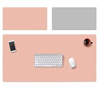 Insun Large Desk Pad Mouse Pad Non-Slip PU Leather Desk Mouse Pad Waterproof Dual Side Use Desk Gaming Writing Mat Pink Silver 40x40cm