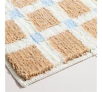 Insun Long Bathroom Rug Non Slip Absorbent Bath Runner Thick Shaggy Plush Bath Mat Khaki White 24" x 71"