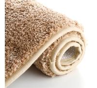 Insun Rectangle Fluffy Non Slip Bathroom Rug, Absorbent Microfiber Bath Mat for Bathroom Floor, Machine Washable Quick Dry Bath Carpet Light Brown 79'' x 118''