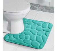 Insun Toilet Rug U Shaped Washable, Non Slip Cobblestone Memory Foam Toilet Mat Absorbent for Bathroom Teal 16" x 20"