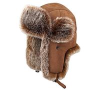 Insun Unisex Suede Aviator Trapper Trooper Pilot Ski Hat Windproof Faux Fur Earflap Cap Brown Large