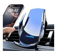 Insunshine Wireless Car Charger, MAX 15W Fast Charging Auto Clamping, Sensing Phone Holder Mount, fit for iPhone 16 15 14 13 12 Pro Max Xs X, Samsung Galaxy S24 Ultra S23 S22 S21 S20 Note 20 (Silver)