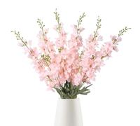 INSUNSIX 6PCS Light Pink Delphinium Artificial Flowers 33" Larkspur Silk Flowers Long Stem Artificial Flowers for Tall Vase Wedding Centerpieces for Tables Home Decor Indoor (Light Pink)
