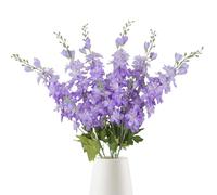 INSUNSIX 6PCS Light Purple Artificial Delphinium 33" Long Stems Silk Flowers Larkspur for Tall Vase Wedding Centerpieces Home Decor Indoor