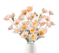 INSUNSIX Artificial Poppy Flower,8PCS Faux Pink Poppy Flowers Silk Single Flowers for Wedding Bouquet Party Table Home Decor(Pink)