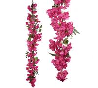 INSUNSIX Deep Pink Bougainvillea Artificial Flowers Garland 5.9FT Bloom Faux Bougainvillea Artificial Vine Flowers for Centerpieces Table Runner Wedding Arch Wall Decorations (Deep Pink)