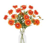INSUNSIX Orange Zinnias Artificial Flowers 5PCS Silk Flowers with Stems 21" Fake Zinnias for Wedding Centerpieces Faux Flowers for Home Decor Indoor Outdoors (Orange)