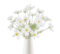 INSUNSIX White Cosmos Artificial Flowers 5Pcs Realistic Silk Cosmos Daisy Flowers 22 in Faux Wildflowers for Vase Living Room Decor Floral Arrangements Centerpiece Wedding Bouquets for Bride(White)