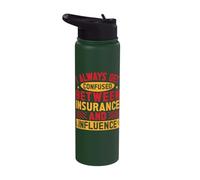Insurance Agent Insurance & Influence Funny Insurance Broker Stainless Steel Insulated Water Bottle
