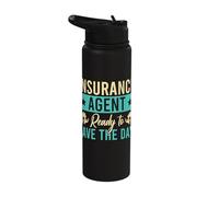 Insurance Agent Save The Day Funny Insurance Broker Stainless Steel Insulated Water Bottle