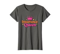 Insurance Queen, Brokers Seller and Insurance Agent T-Shirt, Women, Asphalt Grey, 3X-Large