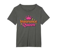 Insurance Queen, Brokers Seller and Insurance Agent T-Shirt, Women's Plus, Asphalt Grey, 2X