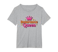Insurance Queen, Brokers Seller and Insurance Agent T-Shirt, Women's Plus, Heather Grey, 2X