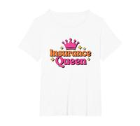 Insurance Queen, Brokers Seller and Insurance Agent T-Shirt, Women's Plus, White, 2X
