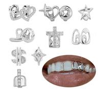 INSYOHO 9pcs Teeth Grillz for Men Women - Single Tooth Cap Mouth Grills Hip Hop, One Size, Copper, r