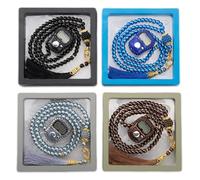 INSYOHO Islamic Prayer Beads & Glitter Tasbeeh Counter 4 Pack - Digital Finger Counter, Muslim Tasbih for Dhikr Meditation Ramadan, Elegant Islamic Gift (Black + Gray + Blue + Brown)