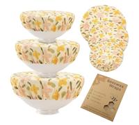 INSYOHO Reusable Beeswax Bowl Covers for Bread Proofing - 3pcs Elastic Cotton Bowl Covers 8/9/10 Inch, Large Shower Caps for Sourdough Bread Food Storage Preservation Dough Proofing Baskets