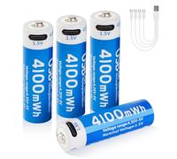 insziii 4100mWh 4 Pack AA Lithium Rechargeable Batteries, 1.5V USB Double A Lithium Ion AA Size, Long Lasting 1200 Cycles, High Capacity Battery for Toys, Flashlight,