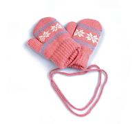 iNszkoos 0-2Y Kids Thicken Soft Thermal Hanging Neck Gloves Winter Warm Cute Small Snowflake Dsign Mittens Full Finger Gloves with String for Baby Infant Children Toddler Girls Boys (Pink)