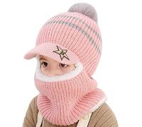 iNszkoos Kids Winter knitted Hats Earflap Hood Scarf Set Unisex Windproof Thick Cozy Fleece Lining Beanie Caps with Neck Warmer Crochet Hat Set Skiing Cycling Snowboard Cap for 2-6Y Boys Girls Toddler