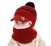 iNszkoos Kids Winter knitted Hats Earflap Hood Scarf Set Unisex Windproof Thick Cozy Fleece Lining Beanie Caps with Neck Warmer Crochet Hat Set Skiing Cycling Snowboard Cap for 2-6Y Boys Girls Toddler
