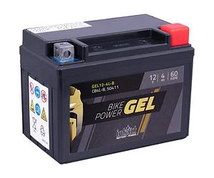 intAct - Gel Motorcycle Battery | Battery with +30% Starting Power for Scooter, Motorcycle, Quad, Lawn Tractor | Bike-Power GEL12-4L-B, CB4L-B, 50411, 12V Battery, 4 Ah (C20), 60 A (EN) | Dimensions: