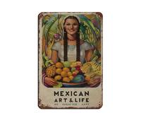 Intage Mexican Culture Decor Retro Poster Metal Tin Sign Chic Art Retro Iron Painting Bar People Cave Cafe Family Garage Poster Wall Decoration 8x12inch(20x30cm)